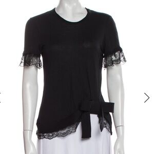 RED Valentino Black Lace Accent Tee with Bow